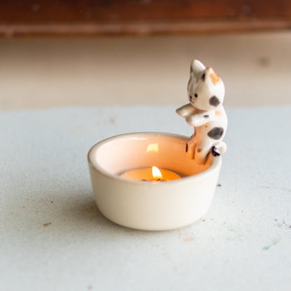 Cute Cat Tea Light Holder - Candle Holder, Handmade Candle Holder, Unique Valentines Day Gift