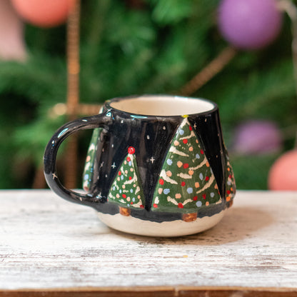 New Year Tree Christmas Coffee Mug, Pottery Mug Valentines Gift