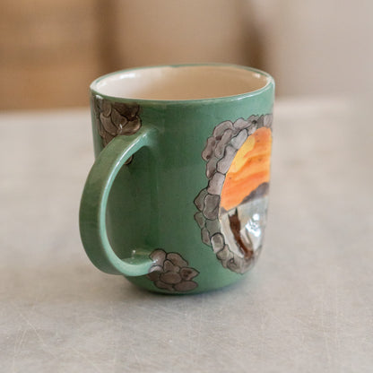 Cute Cat Mug - Sunset Mug, Pottery Mug, Handmade Ceramic Mug