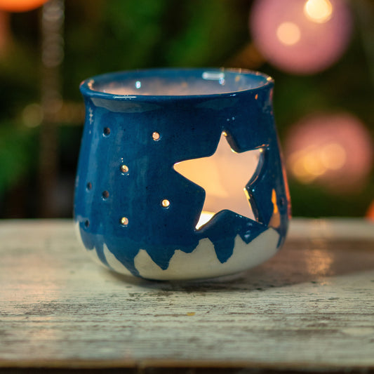 Cozy Tea Light Holder - Handmade Holiday Decor, Ceramic Candle Holder, Indoor Decoration Idea