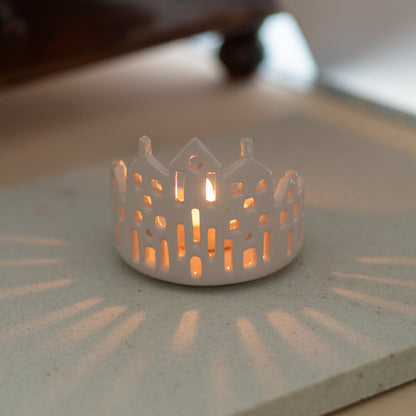 Cityscape Tea Light Holder, Handmade Candle Holder, Cozy Ambiance Unique Holiday Gift