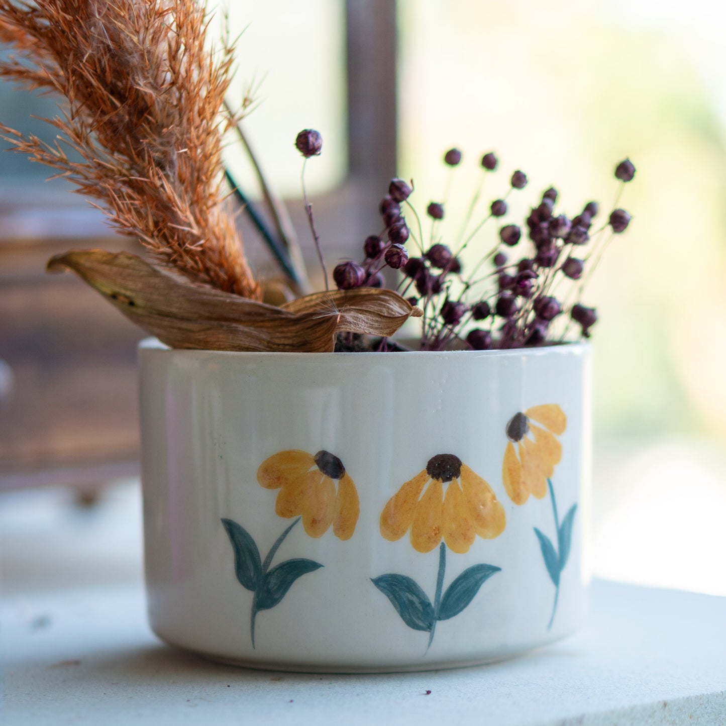 Unique Planter Daisy Flower Pot, Handmade Ceramic Indoor Planter