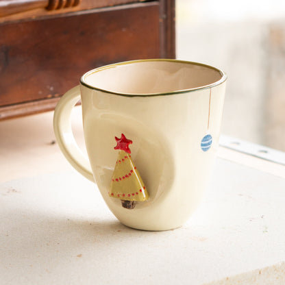 Pine Tree Unique Pottery Mug, Christmas Coffee Mug, Unique Holiday Gift