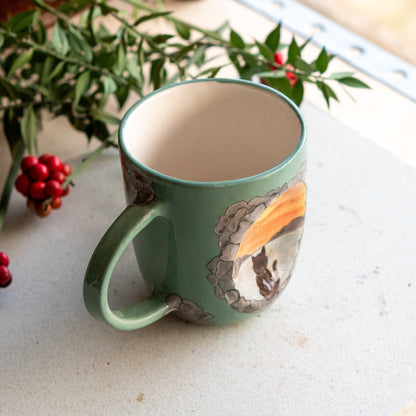 Cute Cat Mug - Sunset Mug, Pottery Mug, Handmade Ceramic Mug