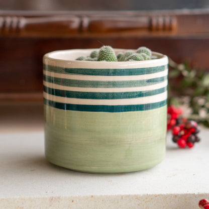 Pottery Flower Pot - Handmade Indoor Planter, Ceramic Succulent Planter