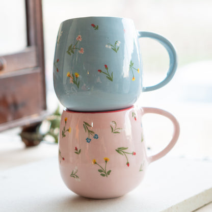 Flower Decorated Mug - Blossom Pottery Mug, Handmade Ceramic Mug, Unique Gift Mug