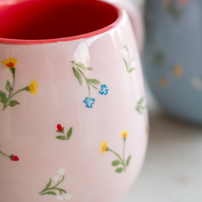 Flower Decorated Mug - Blossom Pottery Mug, Handmade Ceramic Mug, Unique Gift Mug