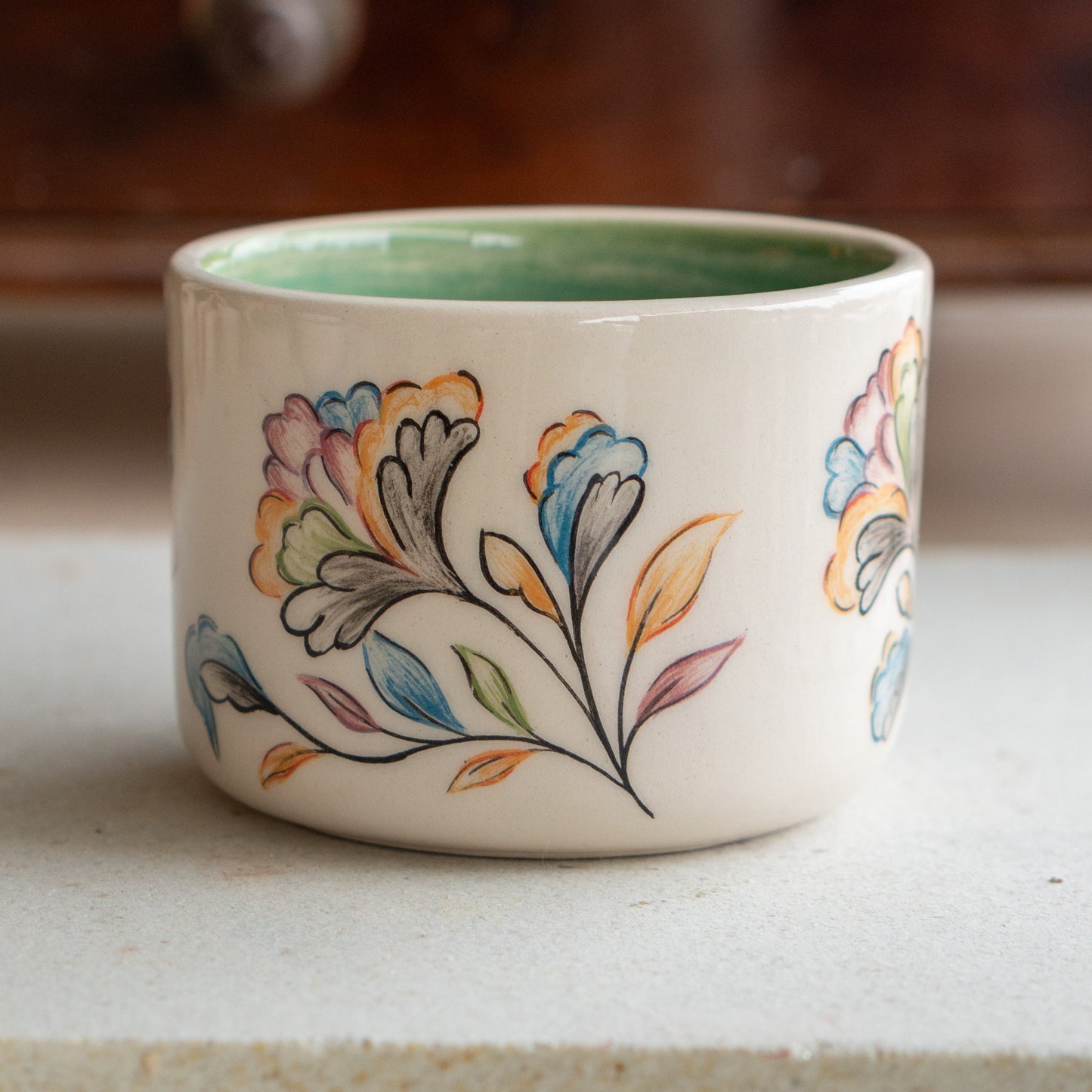 Floral Coffee Mug - Flower Tea Cup, Handmade Vibrant Ceramic Mug, Colorful Unique Gift