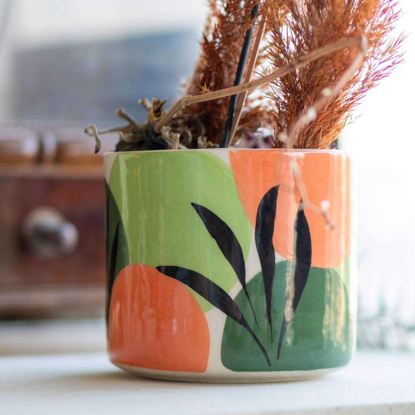 Handmade Ceramic Cute Planter: Vibrant Modern Design, Decorative Tabletop Accessory, Multipurpose Ceramic Pot, Indoor Planter