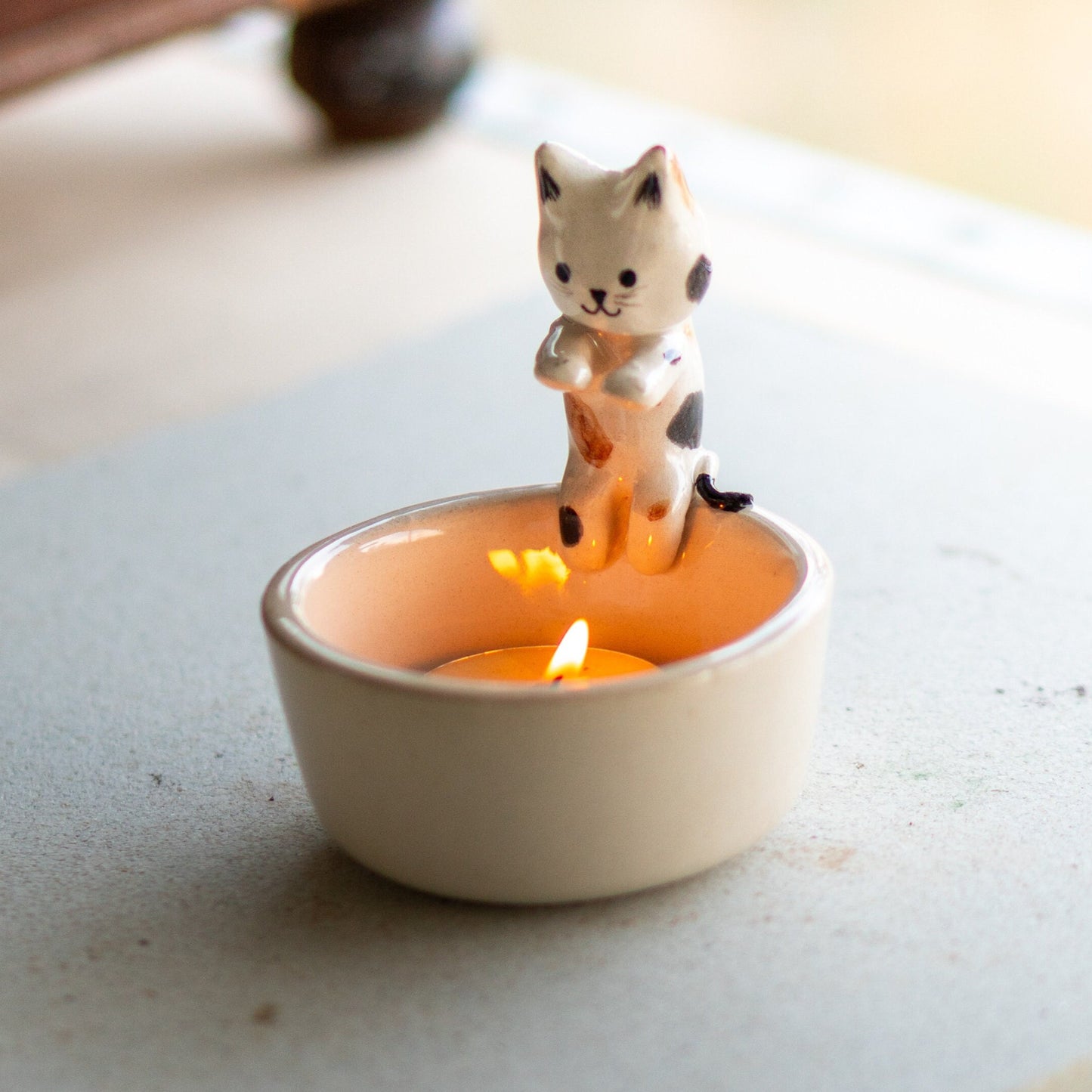 Cute Cat Tea Light Holder - Candle Holder, Handmade Candle Holder, Unique Valentines Day Gift