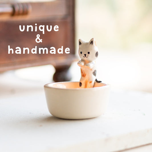 Cute Cat Tea Light Holder - Candle Holder, Handmade Candle Holder, Unique Valentines Day Gift