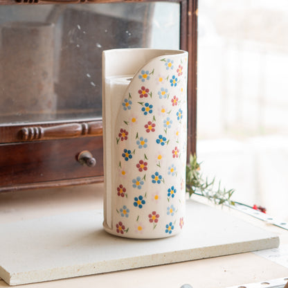 Paper Towel Holder - Floral Towel Rack, Ceramic Freestanding Towel Holder, Handmade Decorative Paper Roll Holder