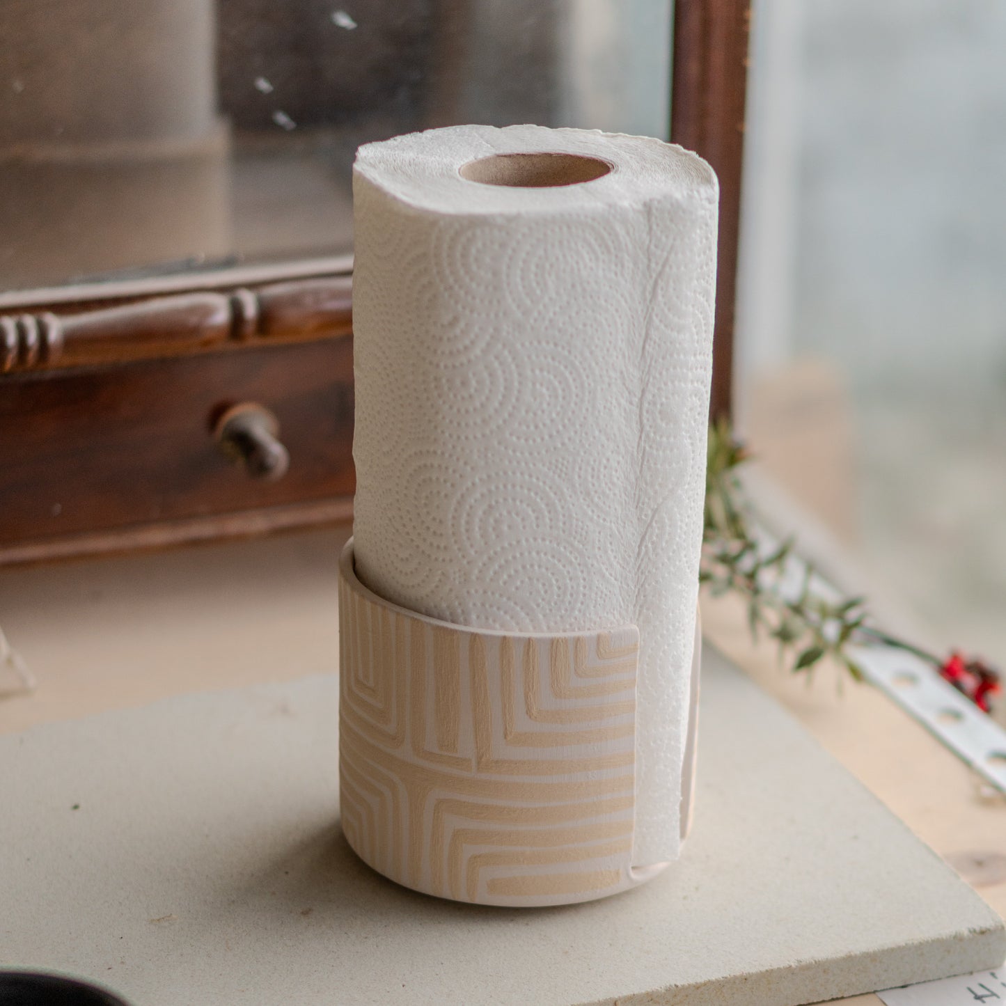 Paper Towel Holder - Ceramic Towel Rack, Handmade Ceramic Paper Roll Holder