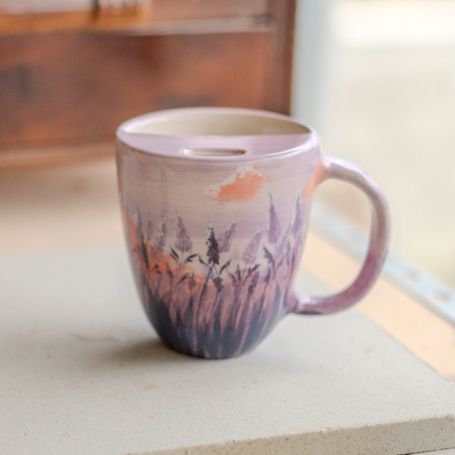 Lavender Garden Coffee Mug - Ceramic Coffee Mug, Floral Tea Cup, Artisan Mug