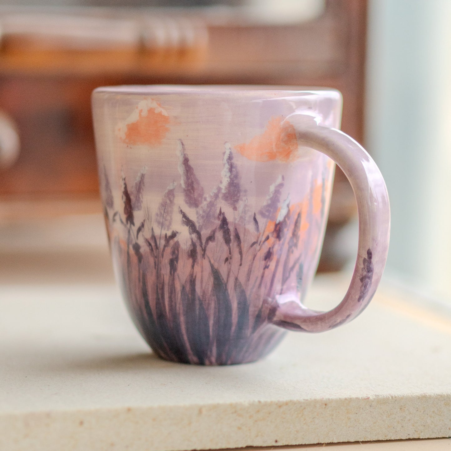 Lavender Garden Coffee Mug - Ceramic Coffee Mug, Floral Tea Cup, Artisan Mug