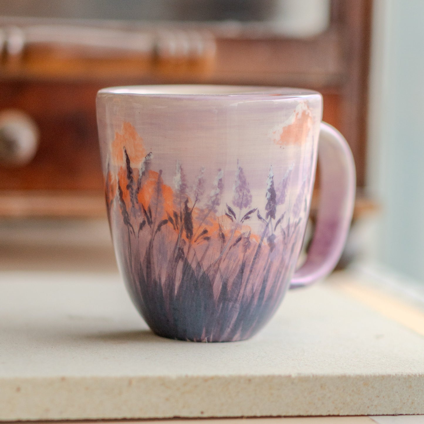 Lavender Garden Coffee Mug - Ceramic Coffee Mug, Floral Tea Cup, Artisan Mug