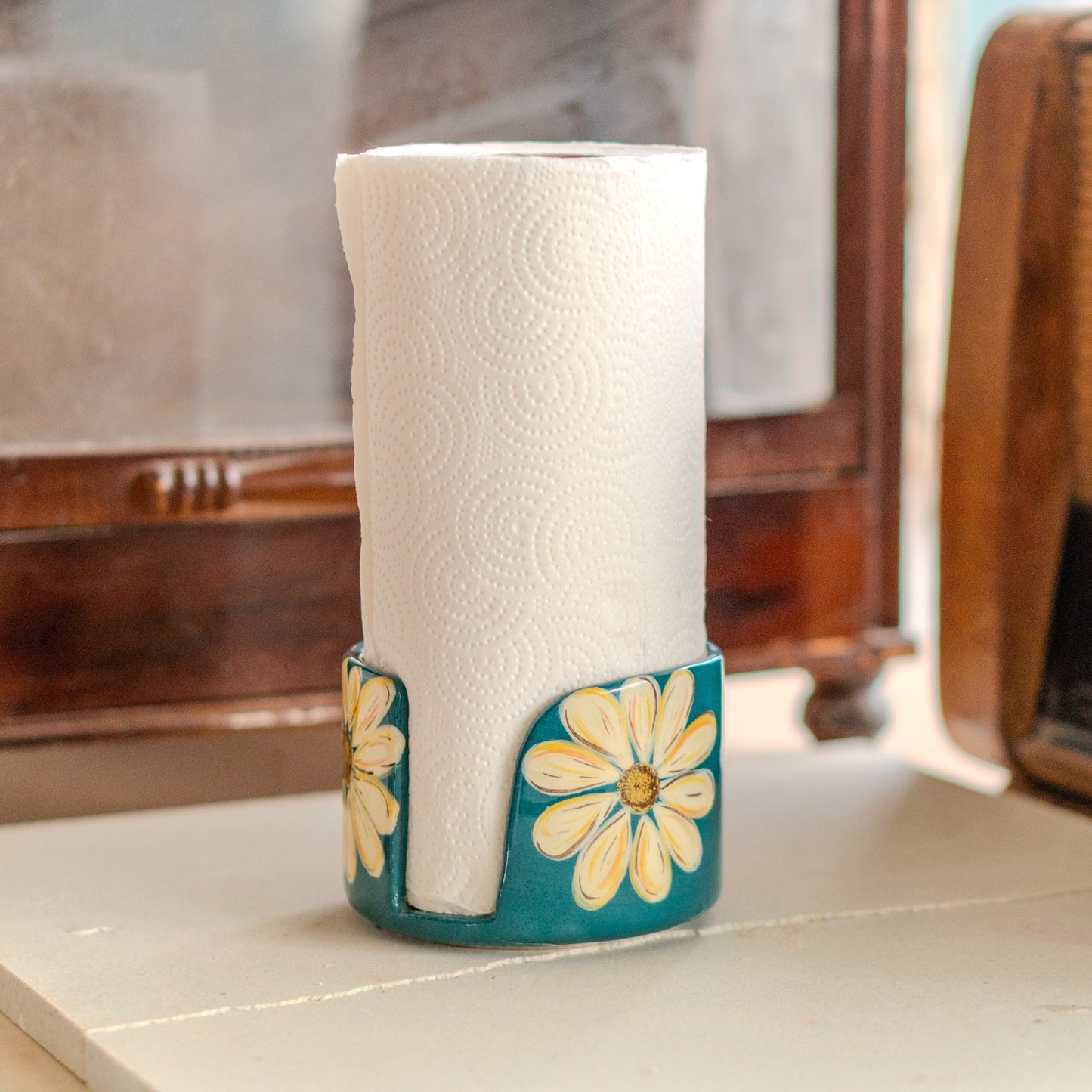 Flower Paper Towel Holder - Daisy Kitchen Decor, Toilet Paper Holder, Towel Rack