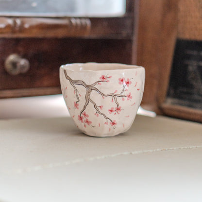 Sakura Flower Pottery Mug - Cherry Blossom Tree, Handmade Pottery Coffee Cup, Lovely Gift Idea