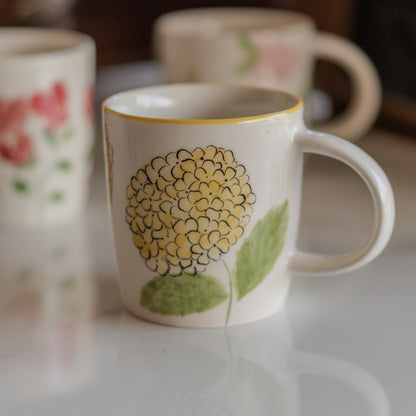 Floral Coffee Mug - Flower Tea Cup Set, Handmade Ceramic Mug, Floral Home Decor