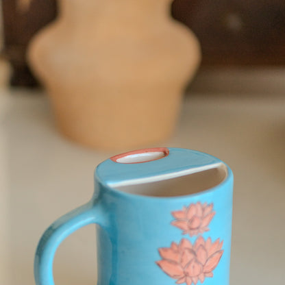 Lotus Flower Mug - Ceramic Coffee Mug, Handmade Floral Mug