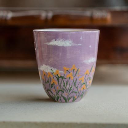 Floral Mug - Landscape Decorated Mug, Handmade Ceramic Mug, Flower Decorated Mug