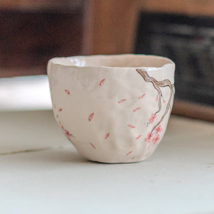 Sakura Flower Pottery Mug - Cherry Blossom Tree, Handmade Pottery Coffee Cup, Lovely Gift Idea