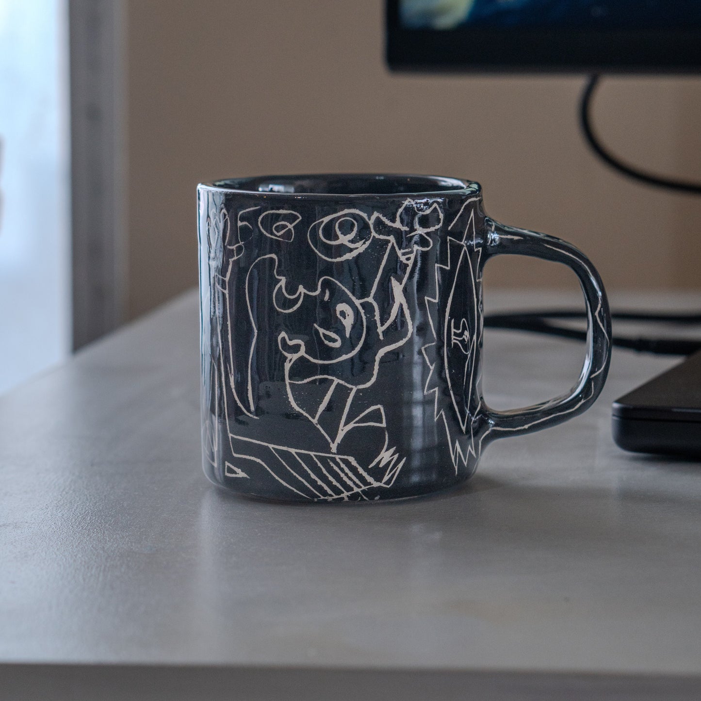 Picasso Handmade Ceramic Mug, Abstract Design Cup