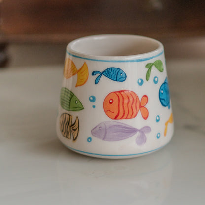 Fish Mug - Cute Handmade Mug, Pottery Coffee Mug, Sea Decorated Mug