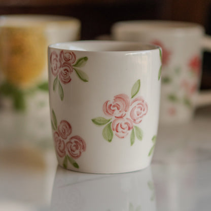 Floral Coffee Mug - Flower Tea Cup Set, Handmade Ceramic Mug, Floral Home Decor