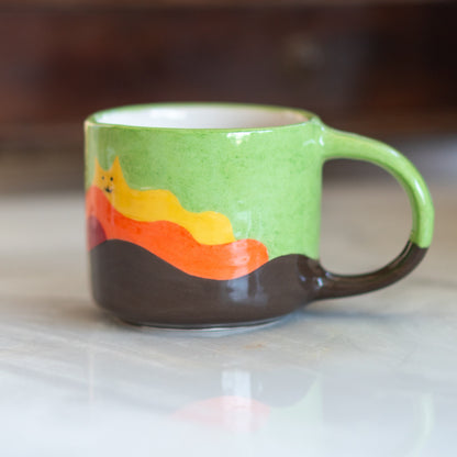 Cat Mountains Coffee Mug - Green