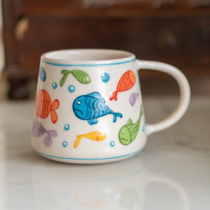 Fish Mug - Cute Handmade Mug, Pottery Coffee Mug, Sea Decorated Mug