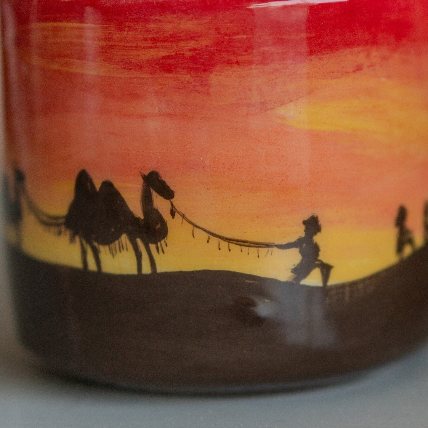 Desert Sunset Ceramic Mug - Camels, Handmade Coffee Mug, Pottery Mug