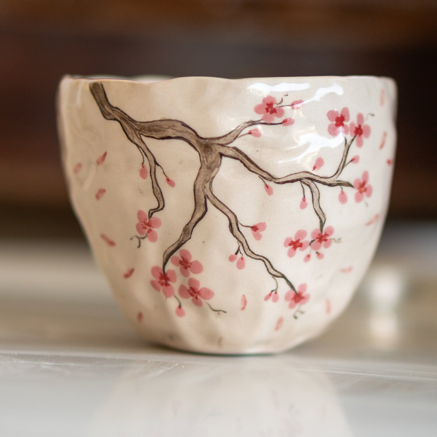 Sakura Flower Pottery Mug - Cherry Blossom Tree, Handmade Pottery Coffee Cup, Lovely Gift Idea