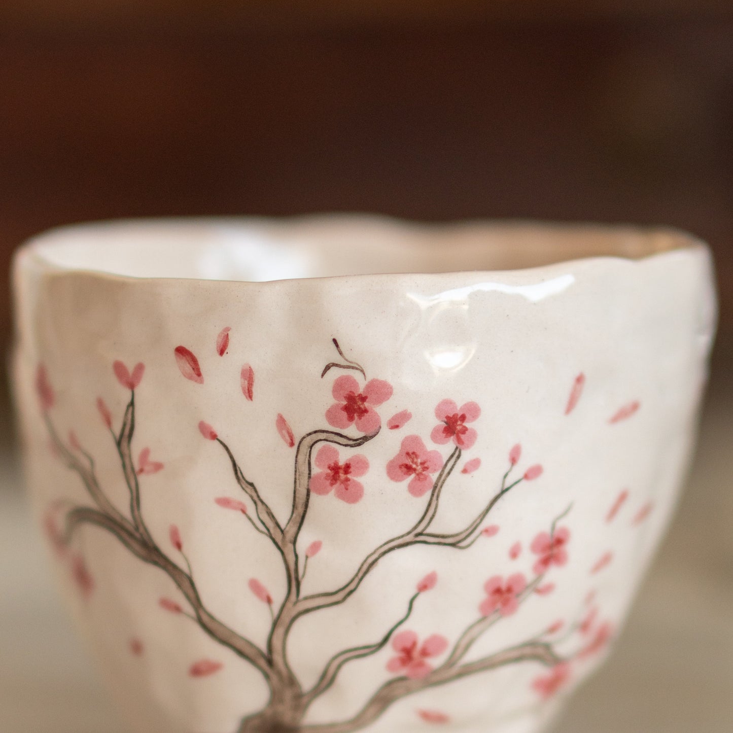 Sakura Flower Pottery Mug - Cherry Blossom Tree, Handmade Pottery Coffee Cup, Lovely Gift Idea