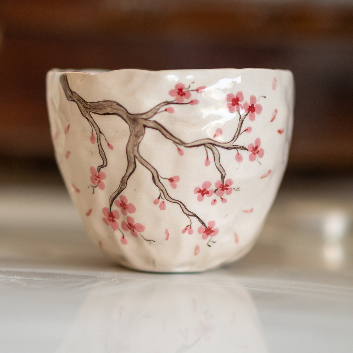 Sakura Flower Pottery Mug - Cherry Blossom Tree, Handmade Pottery Coffee Cup, Lovely Gift Idea