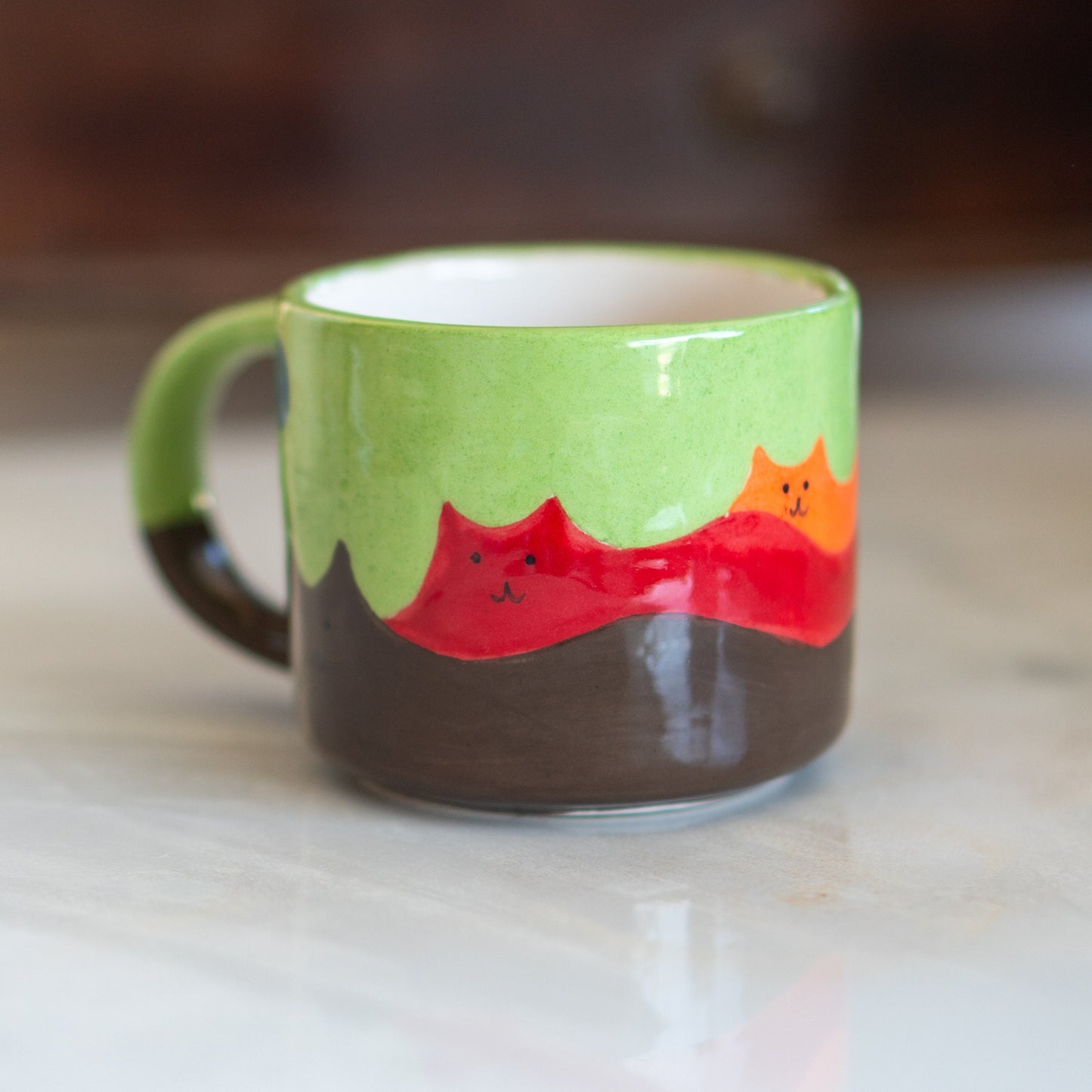 Cat Mountains Coffee Mug - Green