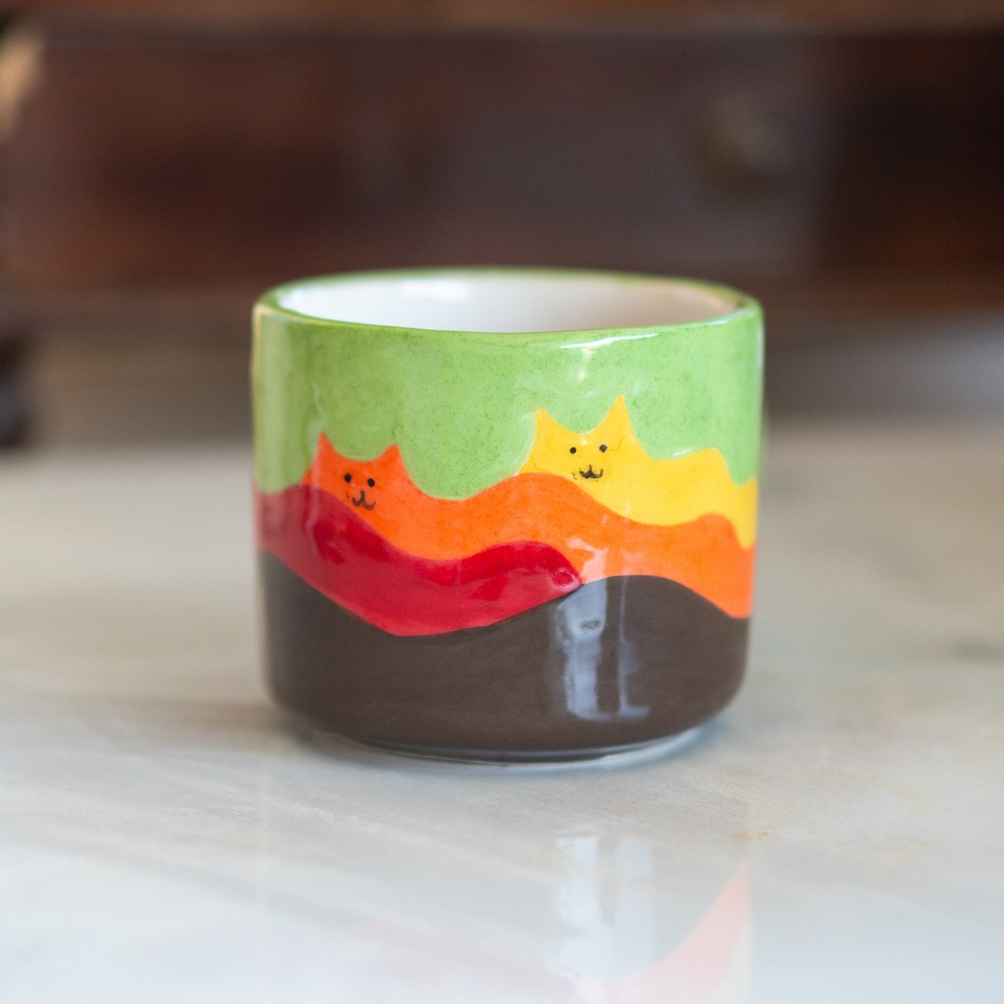 Cat Mountains Coffee Mug - Green