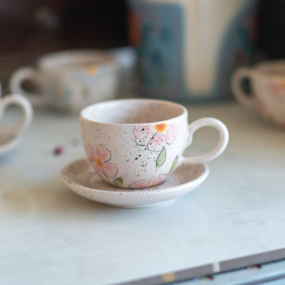 Espresso Cup - Floral Coffee Cup, Handmade Coffee Cup, Pottery Cup, Espresso Cup Set