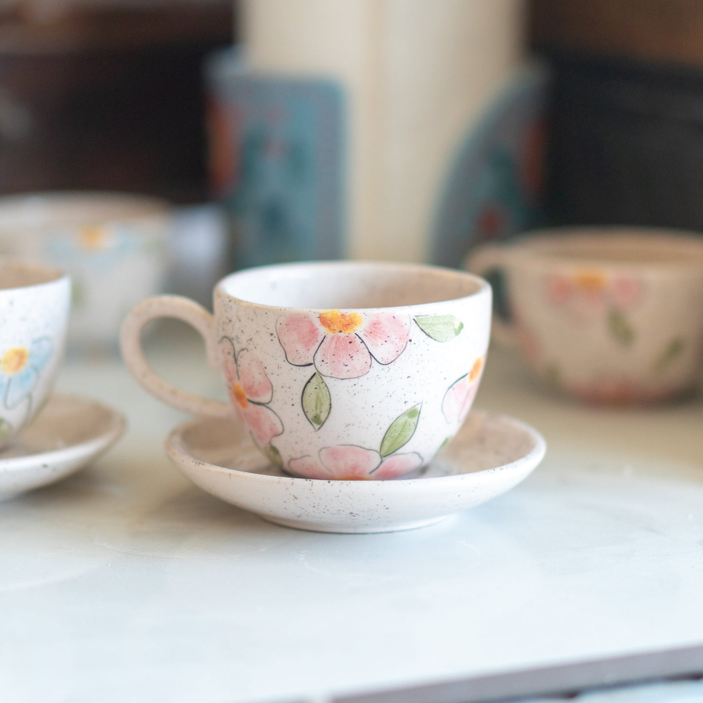 Espresso Cup - Floral Coffee Cup, Handmade Coffee Cup, Pottery Cup, Espresso Cup Set