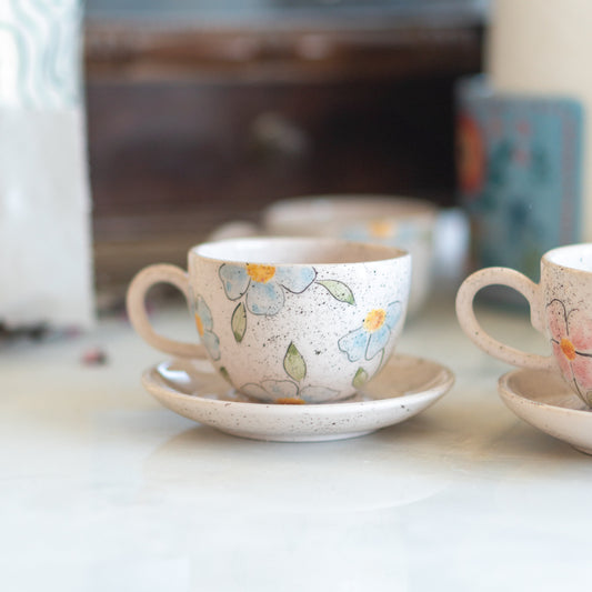 Espresso Cup - Floral Coffee Cup, Handmade Coffee Cup, Pottery Cup, Espresso Cup Set