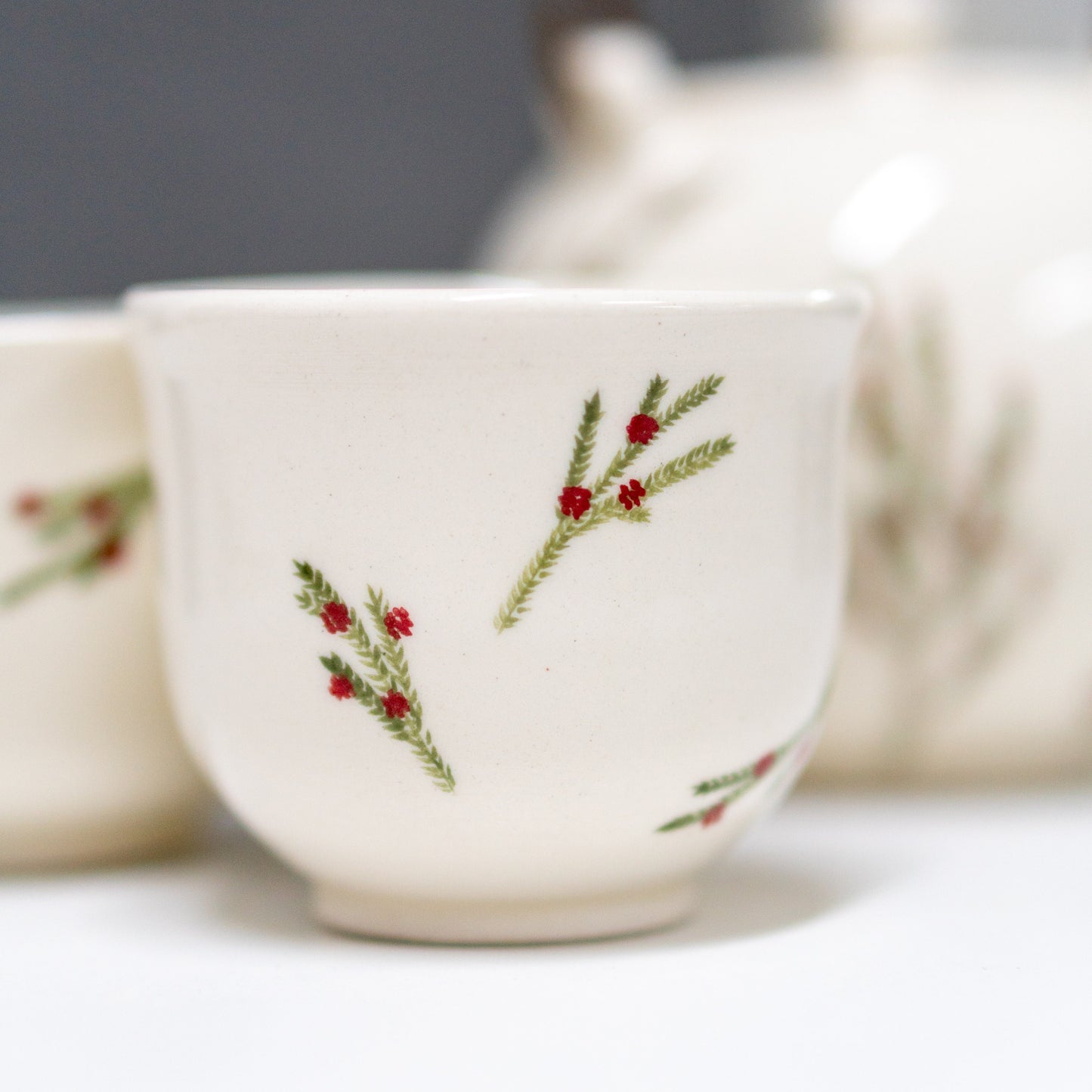 Tea Set Japanese - Tea Pot, Floral Kitchen Decor, Housewarming Gift Handmade, Ceramic Tea Set