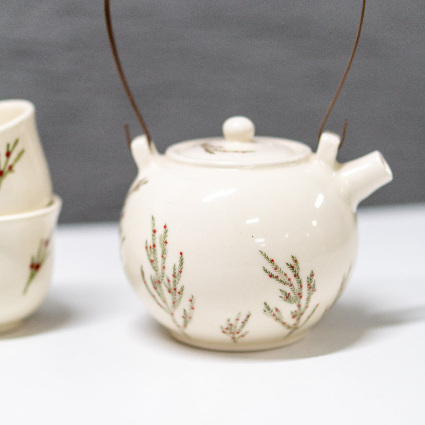 Tea Set Japanese - Tea Pot, Floral Kitchen Decor, Housewarming Gift Handmade, Ceramic Tea Set