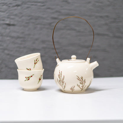 Tea Set Japanese - Tea Pot, Floral Kitchen Decor, Housewarming Gift Handmade, Ceramic Tea Set