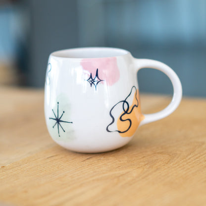 Cute Cat Mug - Atomic Cat Mug, Cat Lover Gift, Handmade Ceramic Mug, Coffee Mug Cat Cup