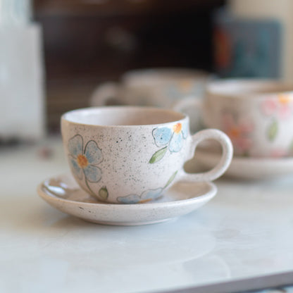 Espresso Cup - Floral Coffee Cup, Handmade Coffee Cup, Pottery Cup, Espresso Cup Set