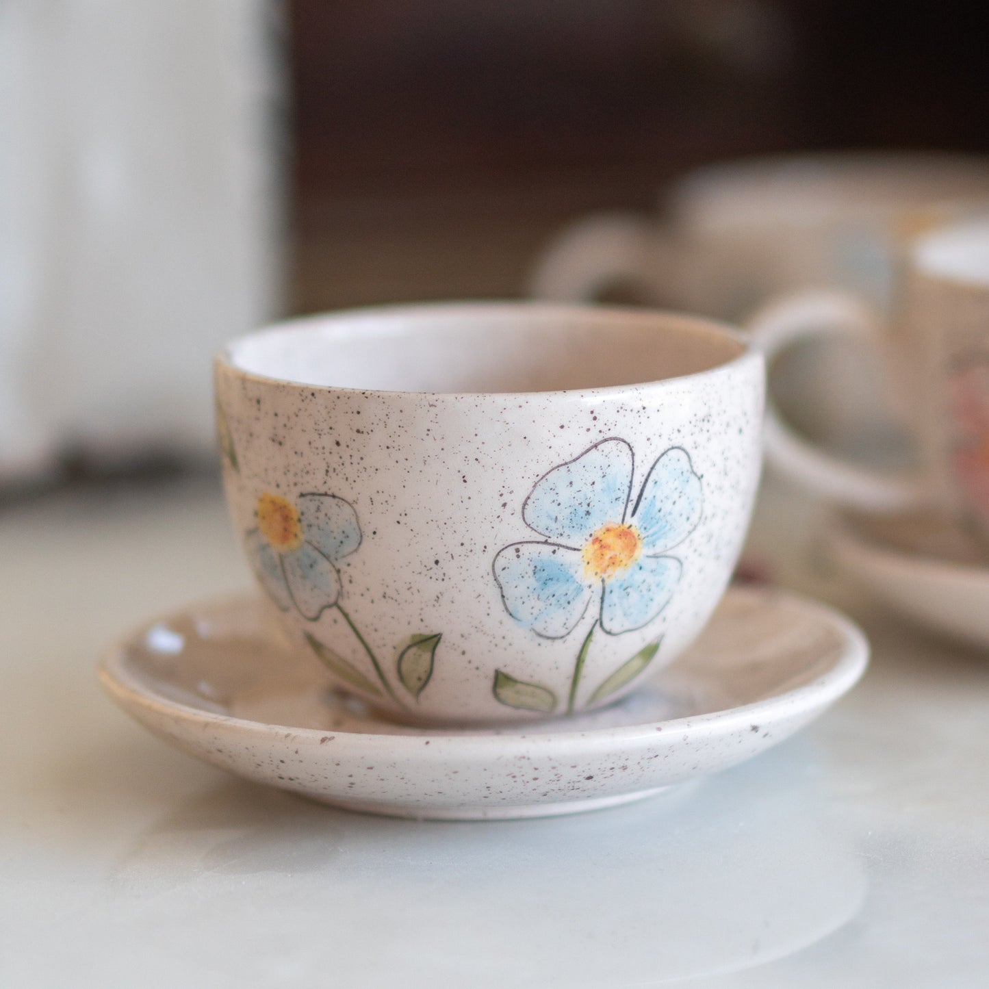 Espresso Cup - Floral Coffee Cup, Handmade Coffee Cup, Pottery Cup, Espresso Cup Set