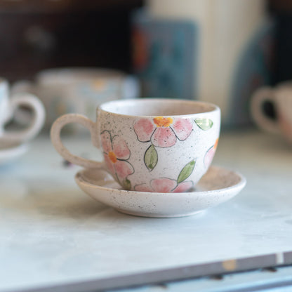 Espresso Cup - Floral Coffee Cup, Handmade Coffee Cup, Pottery Cup, Espresso Cup Set