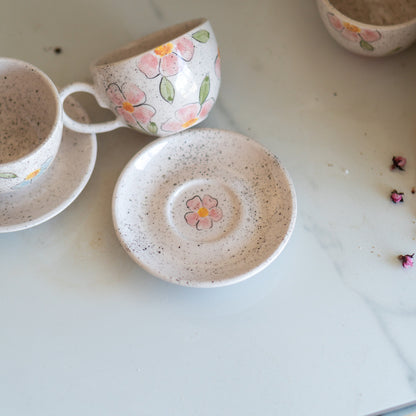 Espresso Cup - Floral Coffee Cup, Handmade Coffee Cup, Pottery Cup, Espresso Cup Set