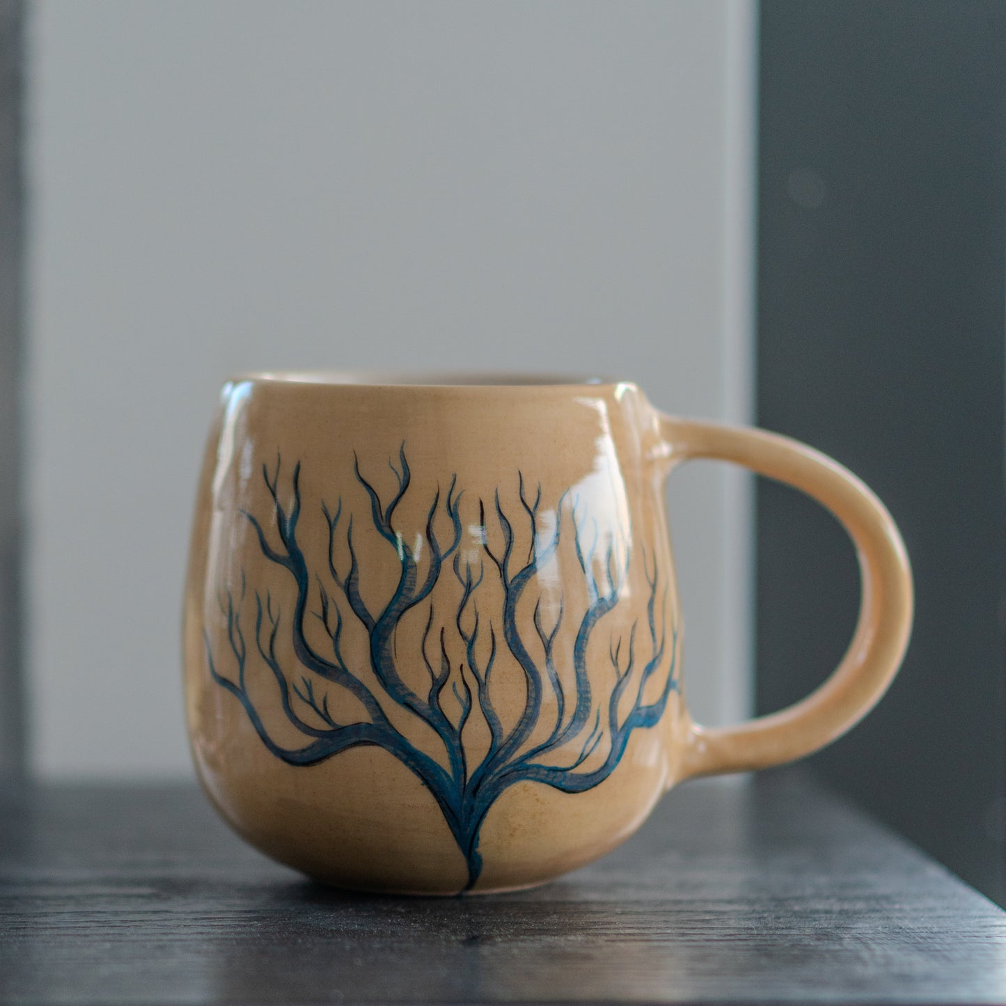 Tree of Life Coffee Mug, Pottery Mug, Handmade Life Tree Decorated Mug