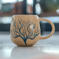 Tree of Life Coffee Mug, Pottery Mug, Handmade Life Tree Decorated Mug